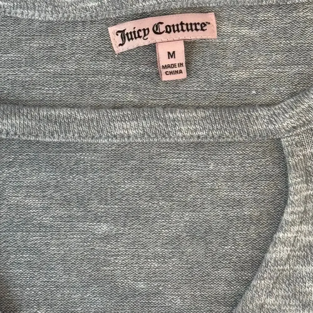 Juicy Couture grey key hole blouse MEDIUM asymmetrical bottom soft and stretchy - Picture 5 of 8